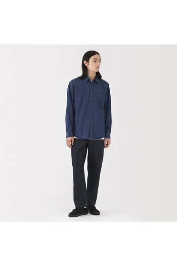 Muji Washed Denim Easy Pants (Indigo)