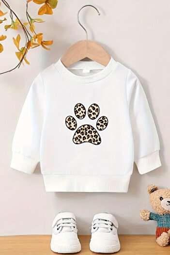 MYADA Leopard Paw Printed 3 Thread Premium Crew Neck Sweatshirt 24532