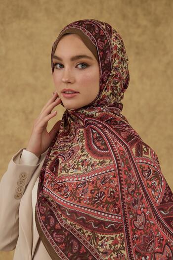 İpekhan İpekhan Soft Shawl Khaki Plum 3051-05