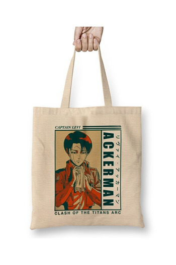 Toyaso Levi Ackerman Retro Attack on Titan Tote Bag Long Handle Shopping Bag Beach Bag