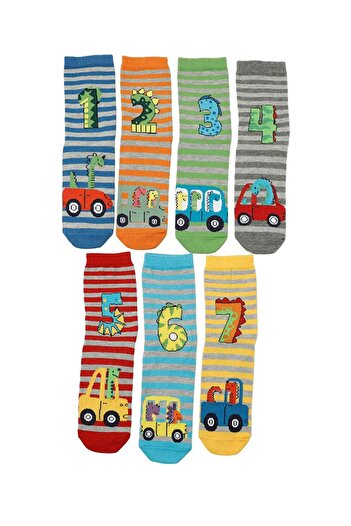 LC Waikiki Number 7 Li Skt-B 5Pr Multicolored Boys' 7 Li Socks