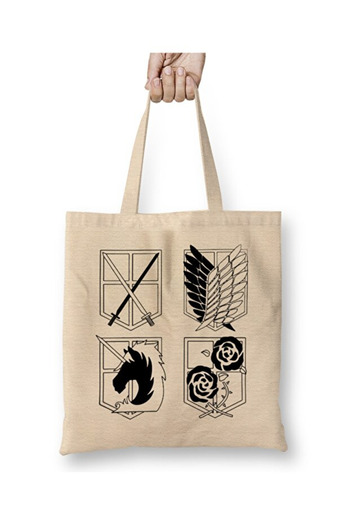 Toyaso Attack on Titan Logo Cloth Bag Long Handle Shopping Bag Beach Bag
