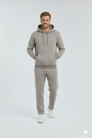 OXVİN Σετ φόρμας oversize με ίσιο παντελόνι και τσέπη καγκουρό, μαλακό εσωτερικό βαμβάκι