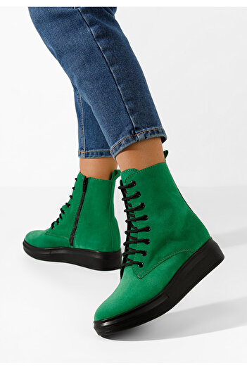 B T Shoes Γυναικεία δερμάτινα μποτάκια Cabera V2 πρασινο