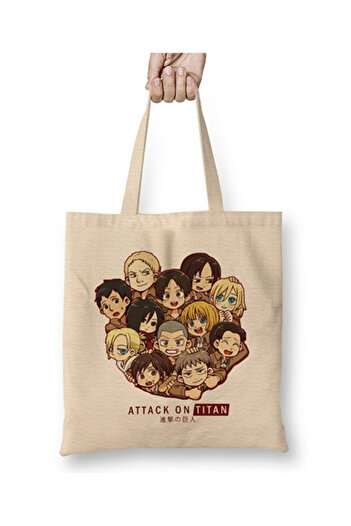 Toyaso Attack on Titan Full Team Characters Cloth Bag Long Handle Shopping Bag Beach Bag