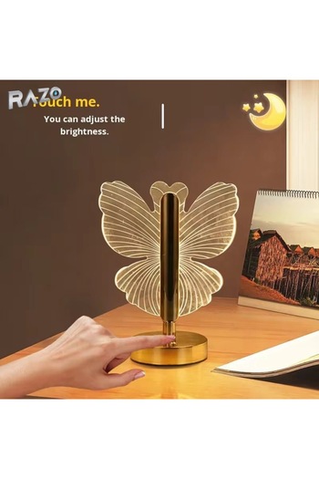 Razo Decorative lamp Butterfly model, Touch control, USB charging, Gold