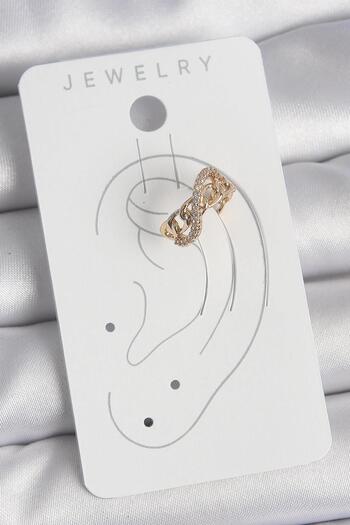 Inure Jewelry Brass Gold Color Zircon Stone Infinity Chain Model Women's Cartilage Earrings Daily Use