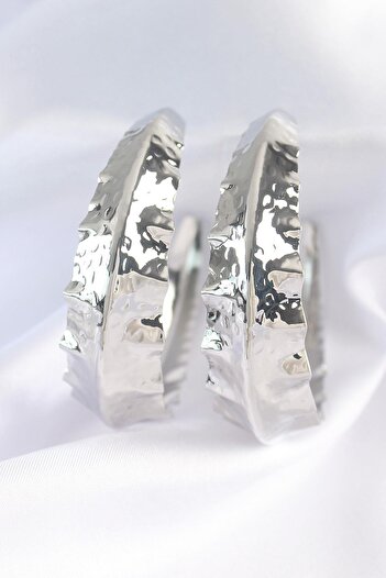 Inure Jewelry Brass Silver Color Leaf Pattern Hoop Earrings Daily Wear