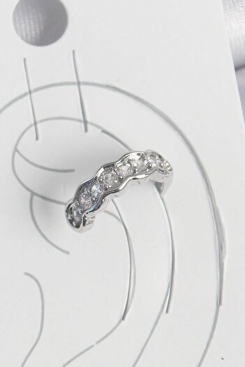 Inure Jewelry Brass Silver Color Zircon Stone Cartilage Model Women's Earrings Daily Use