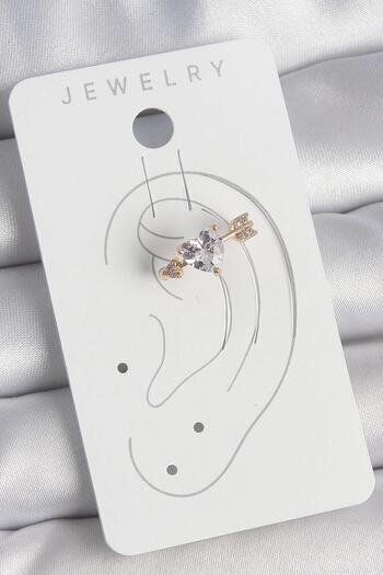 Inure Jewelry Brass Gold Color Zircon Stone Heart Arrow Model Women's Cartilage Earrings Daily Use