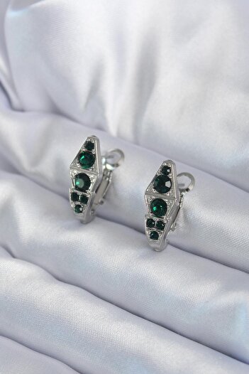 Inure Jewelry 316L Steel Silver Color Green Crystal Stone Inlay Snake Model Women Earrings Daily Use