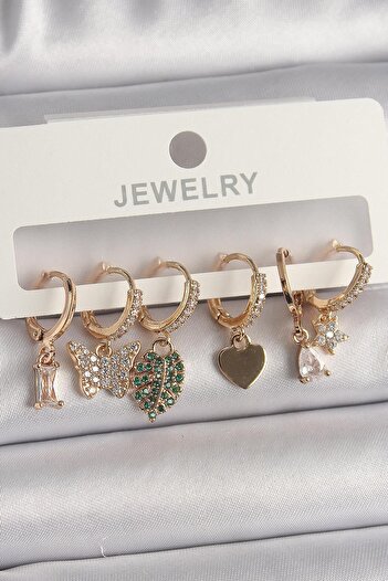 Inure Jewelry Brass Gold Color Colorful Butterfly Figure Multiple Figure Women Earrings Set Daily Use