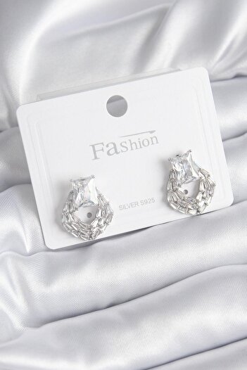 Inure Jewelry Brass Silver Color Zircon Stone Women's Earrings Daily Use