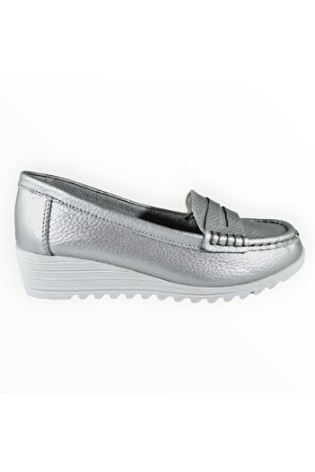 JD Williams Orthopedic Sole Women's Shoes Leather Silver Size 37 EU