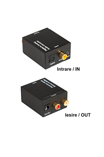 Blow Digital-Toslink to analog 2xRCA audio converter, 11237, digital cable and power supply, black