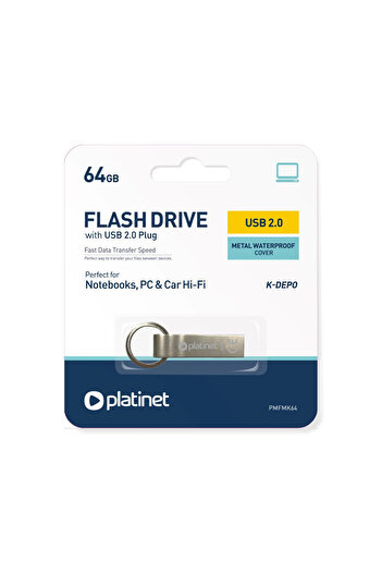 Platinet USB Memory, PLATINET, Pendrive K-DEPO, Metal, 64 GB, USB 2.0, Silver