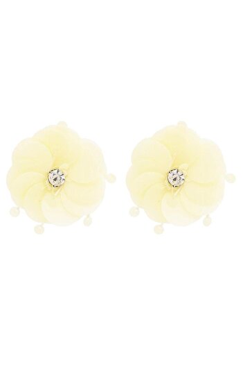 Pursehuit Beige earrings, flower shape, with stones, Rosali C2 OUT