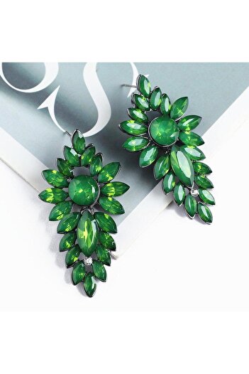Pursehuit Silver earrings with green stones, Sondre C2