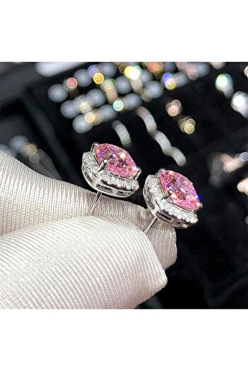 Pursehuit Silver earrings with pink zirconia stones, Issa C19