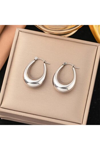 Pursehuit Silver earrings, stainless steel, 18k gold-plated, Barry C2