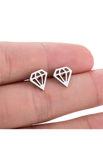 Pursehuit Silver earrings, stainless steel, diamond shape, blown with 18k gold, Freia C1