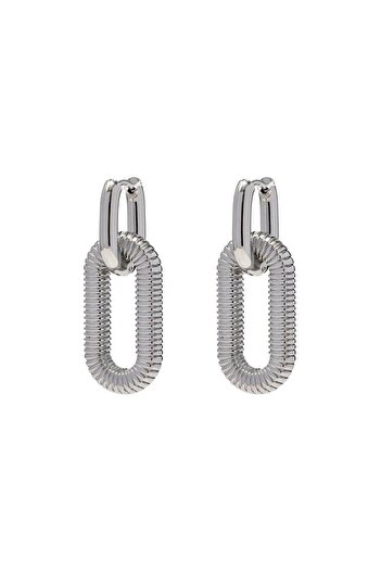 Pursehuit Silver earrings, stainless steel, oval shape, 18k gold-plated, Geneva C2