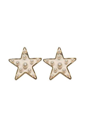 Pursehuit Golden earrings, star shape, with pearls, Tanny C7