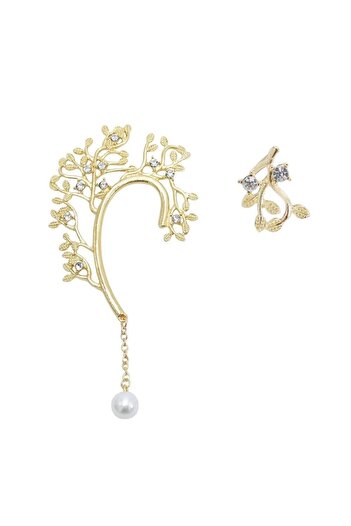 Pursehuit Ear cuff earrings, gold, with twigs, Robertine C2