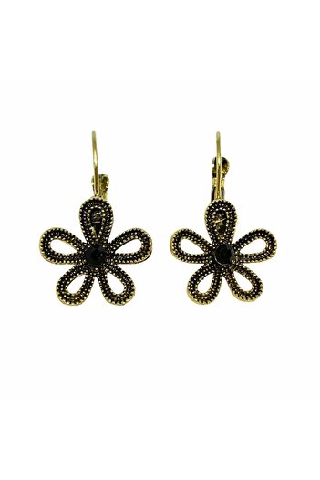 Pursehuit Gold coloured earrings, with dangling, flower shape, Nene C1