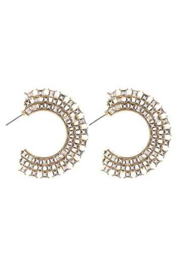 Pursehuit Gold earrings, semi-round, with stones, Roseta C3
