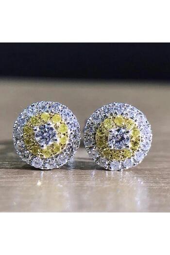 Pursehuit Silver earrings, round, with zirconia stones, Jacoba C8 OUT