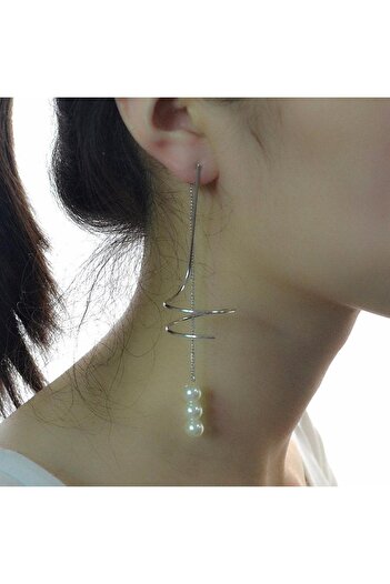 Pursehuit Silver earrings, long, spiral, Rosabella C2