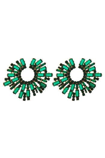 Pursehuit Gold earrings with green stones, Rickey C1