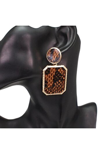 Pursehuit Golden earrings, with snake print, Regine C3
