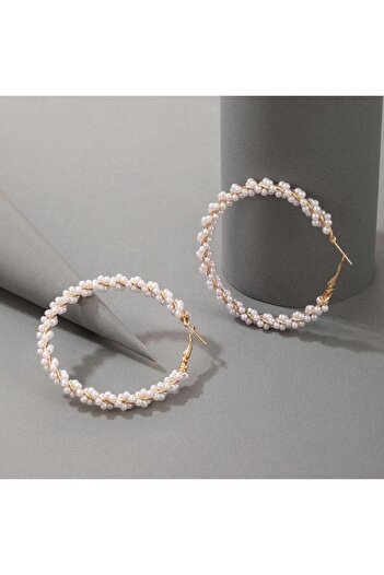 Pursehuit Golden, round earrings with pearls, Trude C8