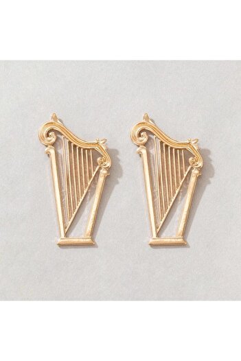 Pursehuit Golden earrings, harp shape, Maila C7