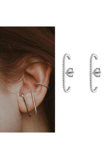 Pursehuit Silver earrings, with zirconia stones, Nordina C3