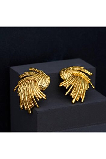 Pursehuit Golden earrings, braided, with clips, Nara C2