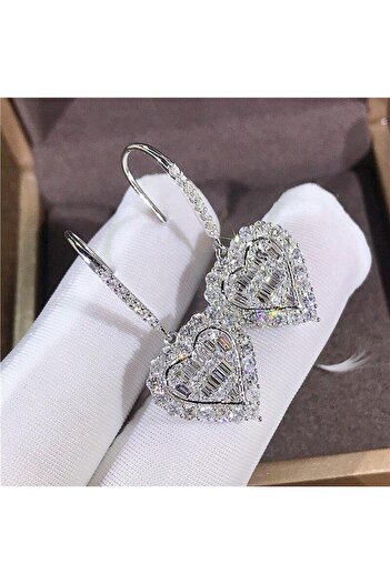 Pursehuit Silver earrings, heart shape, with zirconia stones, Peta C19