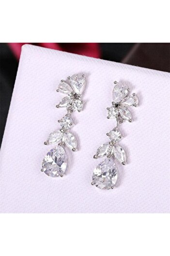 Pursehuit Silver earrings with zirconia stones, Bendine C12