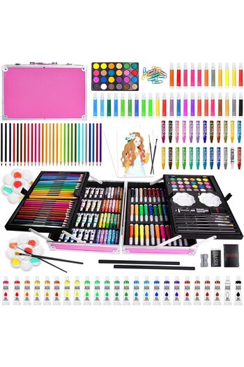 fulina 145-Piece Art Supplies Set,Drawing Art Kits, Watercolor Crayon, Oil Pastels, Sketch Pencil, Eraser