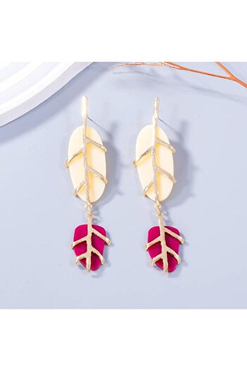 Pursehuit Golden earrings, leaf shape, with stones, Mylius C4
