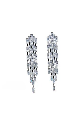 Pursehuit Silver earrings, with clips, with zirconia stones, Irina C5