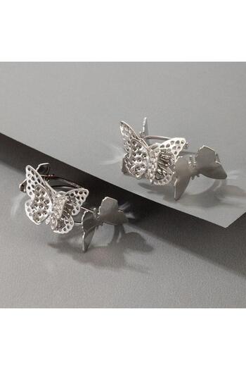 Pursehuit Silver earrings, butterfly shape, Indira C8