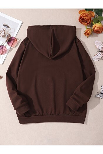 PENTHİLUS New Oversized Warm Butterfly Graphic Logo Hooded Sweatshirt Street Fashion for Girls