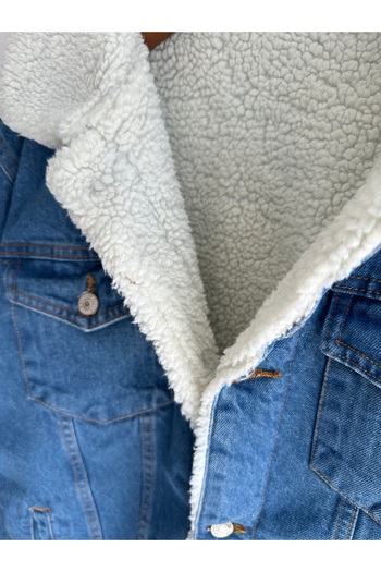 tiggirmoda Men's Fur Lined Denim Jacket