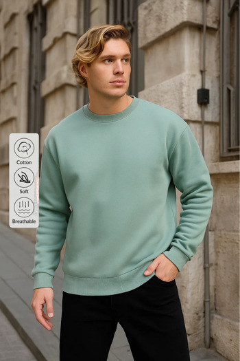 COMBİNE MİCHAİL Men's Crew Neck Casual Sweatshirt