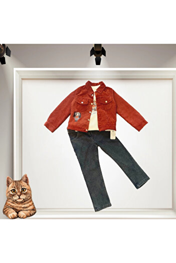 shopwave 3-4-5 Years Old Girls' and Boys' Set with Corduroy Jacket and Jeans
