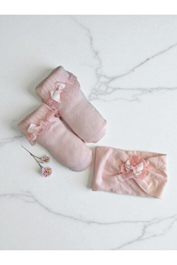 Katamino Font Baby Girl Booties Set - Pink