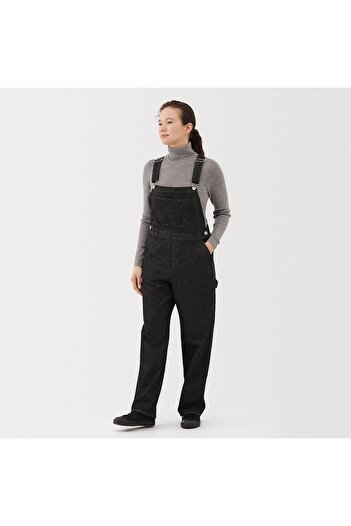 Muji Kapok Blended Denim Overall, Black